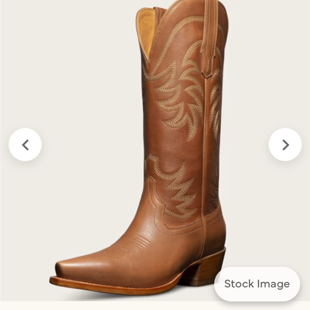 The Annie Tecovas Tan Cowboy Boots with Intricate Stitching